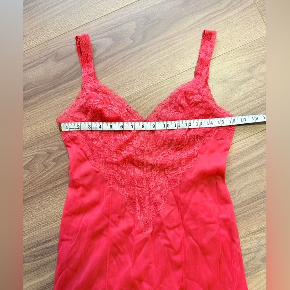 Vintage Henson-Kickernick Pink Coral Lace Slip Dress Pinup Lingerie Boudoir sz34 - Picture 15 of 16